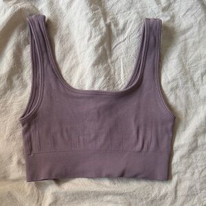 Aritzia Babaton Mauve Ribbed Crop Tank Top
